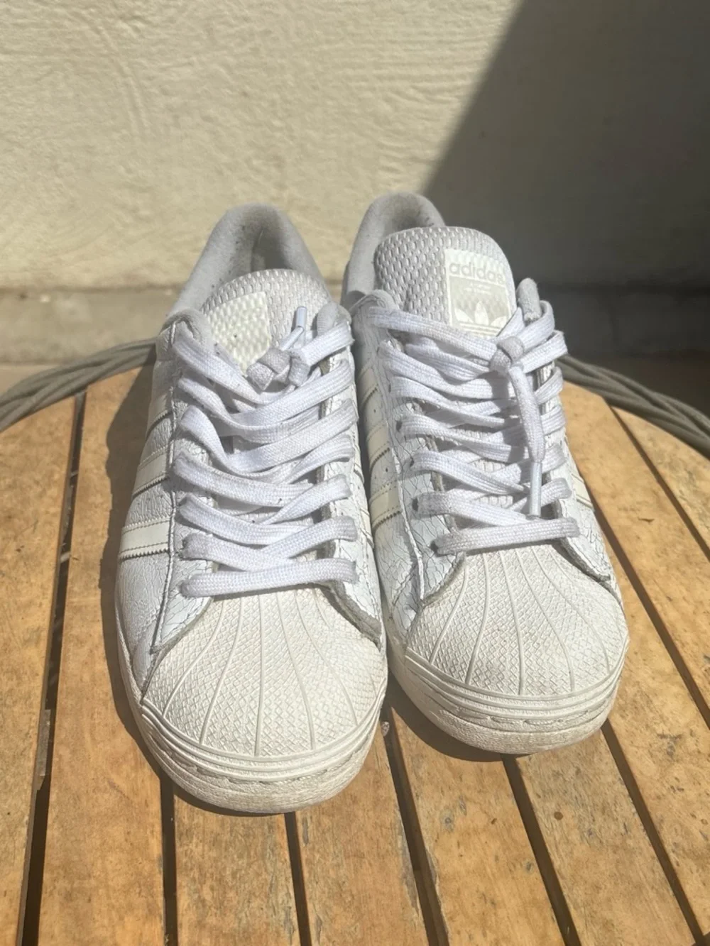 adidas collab White Sneakers with Ivory Stripes - Low Top Women's
